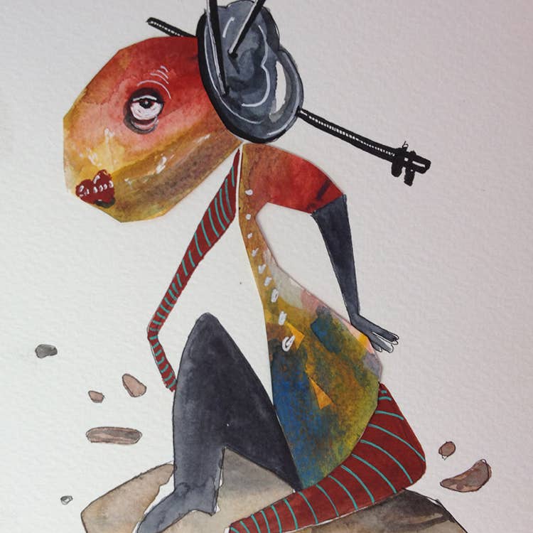 collage, techniques mixtes, aquarelle