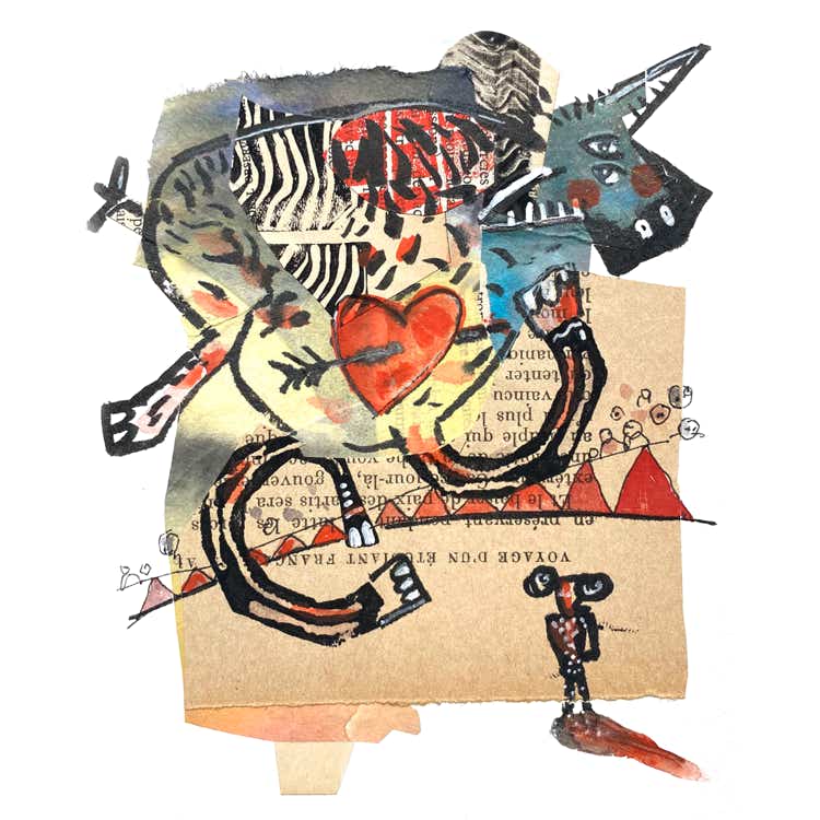 bestiaire manu clabecq, tecniques mixtes