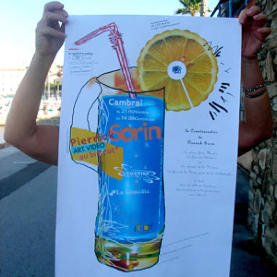 Affiche d'exposition d'installations vidéos de Pierrick Sorin