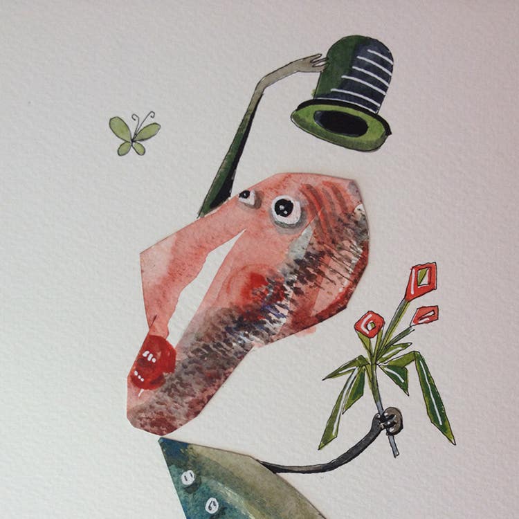 collage, techniques mixtes, aquarelle