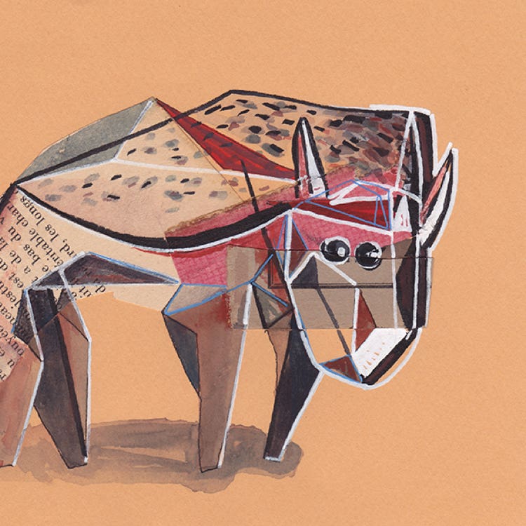 taureau, techniques mixtes,manu clabecq, 2015