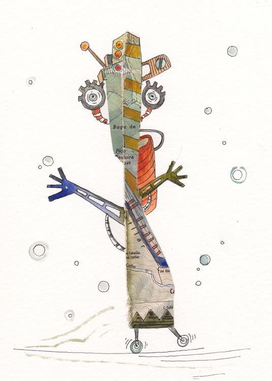 collage, techniques mixtes, aquarelle
