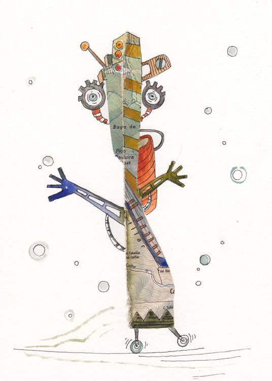 collage, techniques mixtes, aquarelle