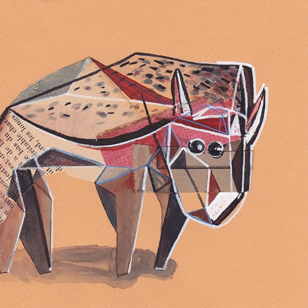 taureau, techniques mixtes,manu clabecq, 2015